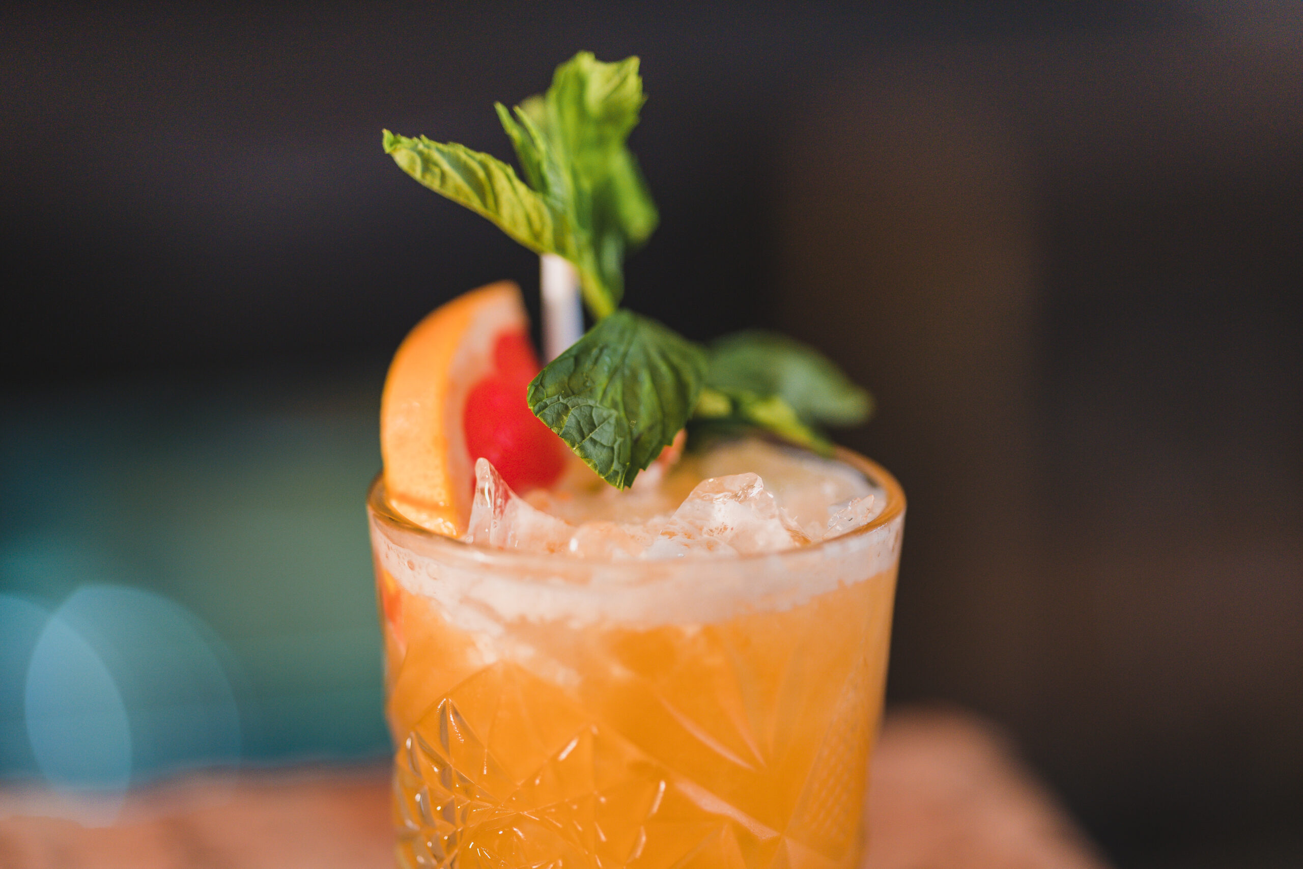 Close up shot of fruity Christmas cocktail at he Firehouse Enniskillen